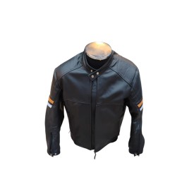 JAQUETA MOTOCICLISTA EM COURO LEGÍTIMO 