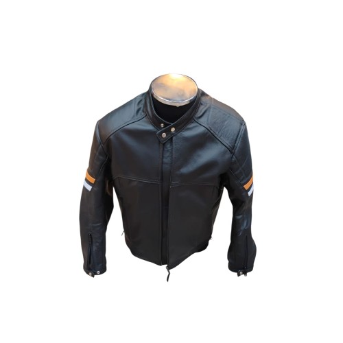 JAQUETA MOTOCICLISTA EM COURO LEGÍTIMO 