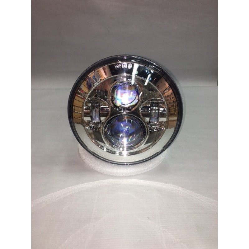 Farol LED cromado de 7” aprovado pela ECE R10 R112 R7